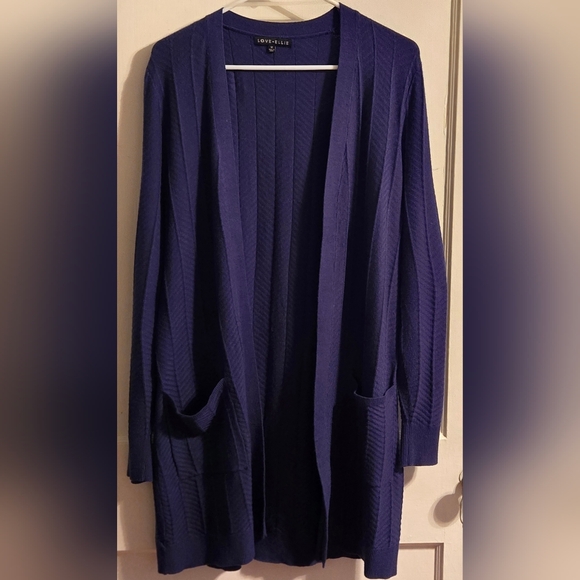 NWOT, Love Ellie, Olla Herringbone Knit Cardigan, Medium, Blue, So Soft!!! - Picture 9 of 15